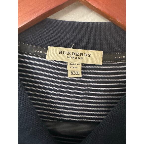 Burberry London Navy Blue White Short Sleeve‎ Polo Made in Italy Size XXL - Picture 3 of 5